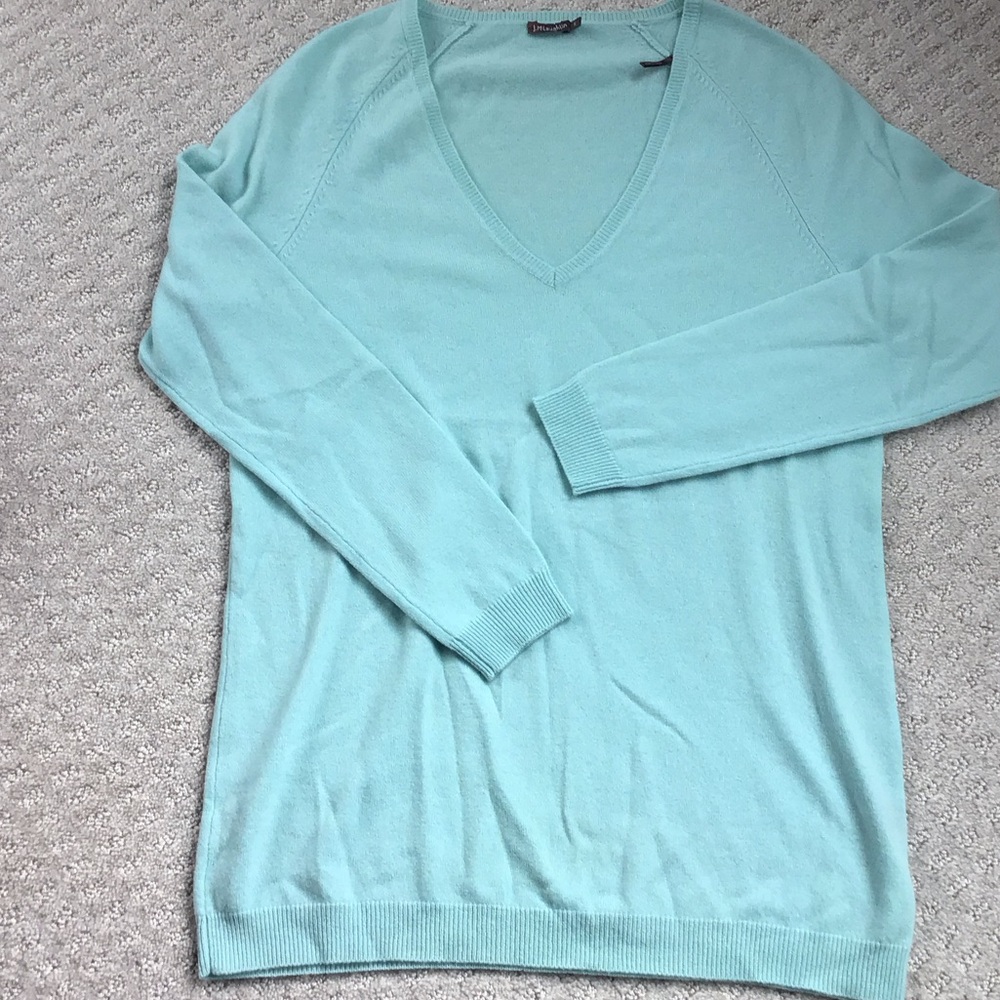 Women’s  V-Neck cashmere tunic Sweater - turquoise